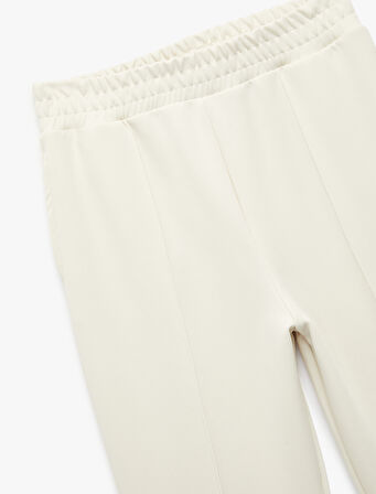 Yüksek Bel Nervürlü Cep Detaylı Düz Paça Modal Karışımlı Spor Eşofman Altı