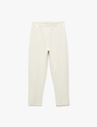 Yüksek Bel Nervürlü Cep Detaylı Düz Paça Modal Karışımlı Spor Eşofman Altı