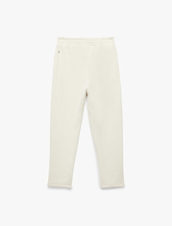 Yüksek Bel Nervürlü Cep Detaylı Düz Paça Modal Karışımlı Spor Eşofman Altı