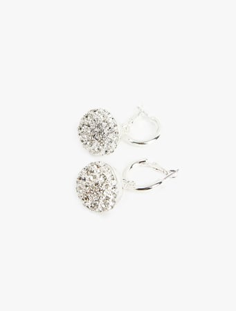 Taşlı Charm Detaylı Sallantılı Halka Küpe