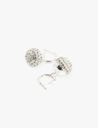 Taşlı Charm Detaylı Sallantılı Halka Küpe