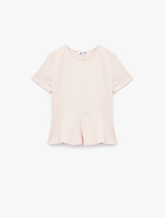 Kısa Kollu Bisiklet Yaka Volanlı Bluz