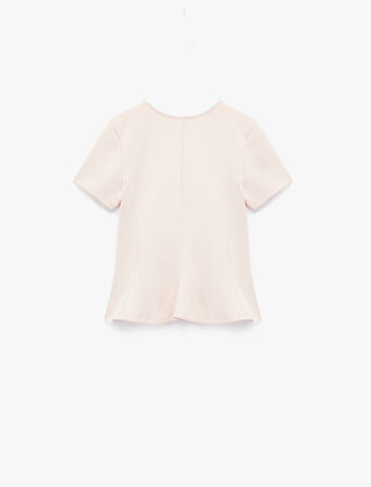 Kısa Kollu Bisiklet Yaka Volanlı Bluz