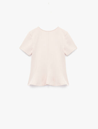 Kısa Kollu Bisiklet Yaka Volanlı Bluz