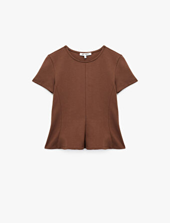 Kısa Kollu Bisiklet Yaka Volanlı Bluz