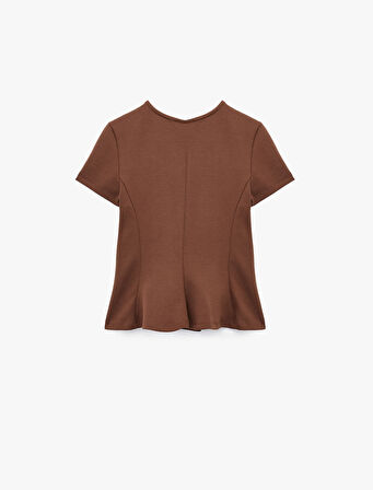 Kısa Kollu Bisiklet Yaka Volanlı Bluz