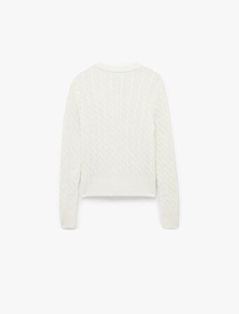 Pamuklu Saç Örgüsü Dokulu Düğmeli Bisiklet Yaka Slim Fit Fiyonklu Hırka