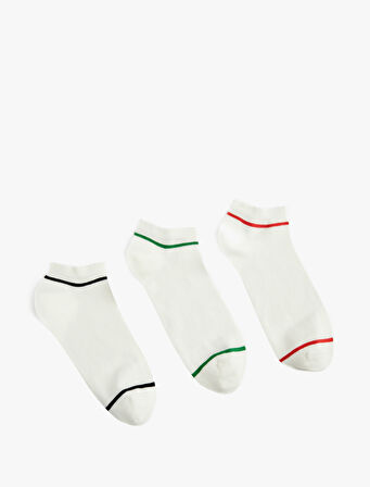 Çok Renkli Çizgili Pamuklu 3'lü Patik Çorap Seti