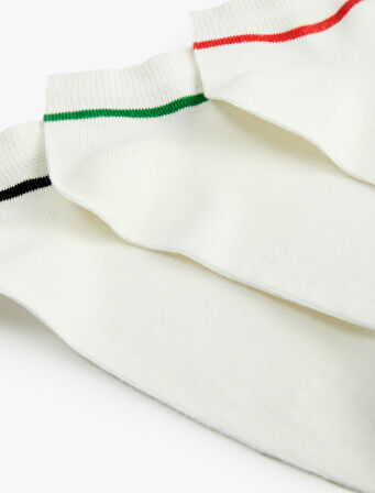 Çok Renkli Çizgili Pamuklu 3'lü Patik Çorap Seti