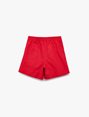 Düğme Detaylı Pamuklu Tüvit Yüksek Bel Şort Etek