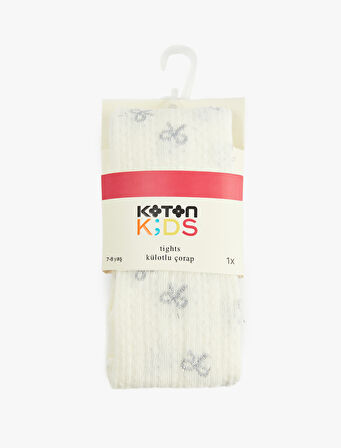 Pamuk Karışımlı Fiyonk Desenli Külotlu Çorap