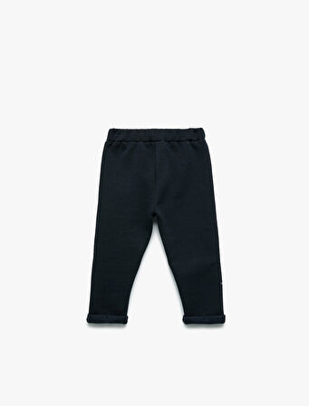 Şardonlu Duble Paça Düğmeli Bağcıklı Eşofman Altı