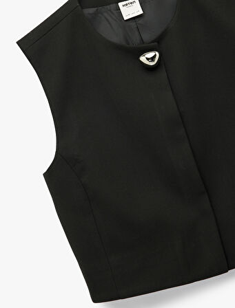 Metal Aksesuarlı Kolsuz Bisiklet Yaka Yelek