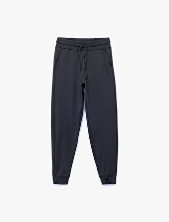 Yüksek Bel Bağcıklı Spor Jogger Eşofman Altı