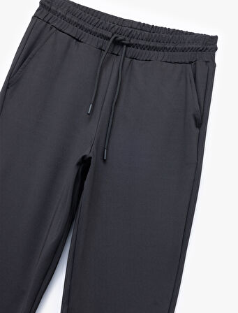 Yüksek Bel Bağcıklı Spor Jogger Eşofman Altı