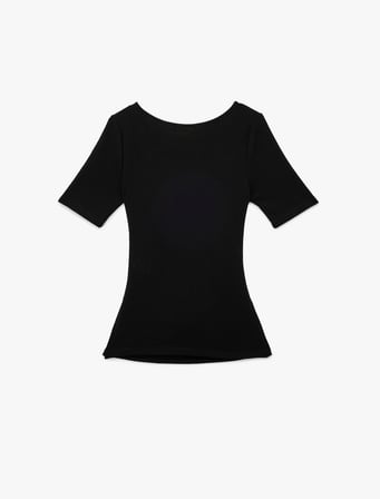Slim Fit Kısa Kollu Bisiklet Yaka Drape Detaylı Tişört