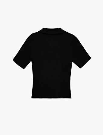 Regular Fit Yarım Düğmeli Kısa Kollu Polo Yaka Triko Kazak