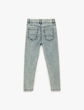 Beli Ayarlanabilir Lastikli Pamuklu Dar Paça Denim Pantolon - Slim Jean