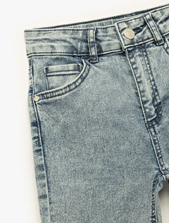 Beli Ayarlanabilir Lastikli Pamuklu Dar Paça Denim Pantolon - Slim Jean