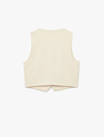 Astarlı V Yaka Düğmeli Blazer Yelek