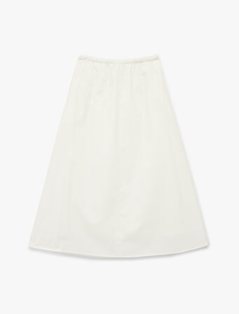 Pamuklu Astarlı Rahat Kalıp Yüksek Bel Poplin Kloş Etek