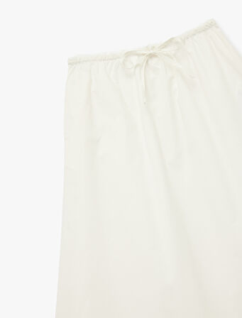 Pamuklu Astarlı Rahat Kalıp Yüksek Bel Poplin Kloş Etek