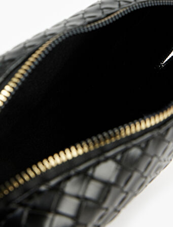 Fermuarlı Örgü Desenli Makyaj Çantası