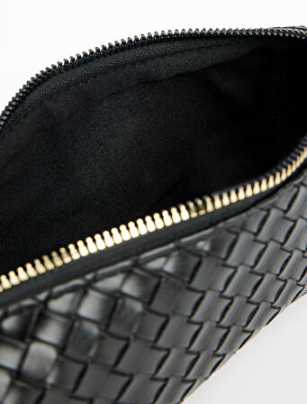 Örgü Desenli Fermuarlı Makyaj Çantası