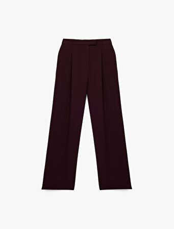 Yüksek Bel Cepli Nervürlü Krep Palazzo Pantolon