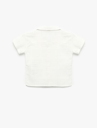 Düğmeli Cep Detaylı Kısa Kollu Gömlek