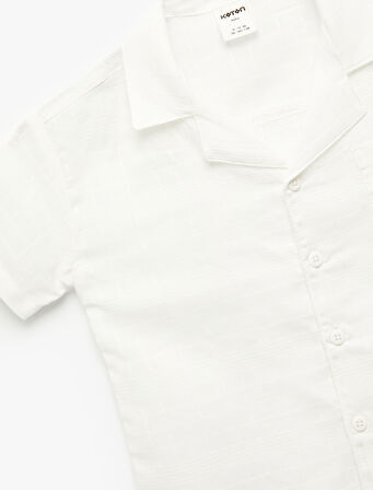 Düğmeli Cep Detaylı Kısa Kollu Gömlek