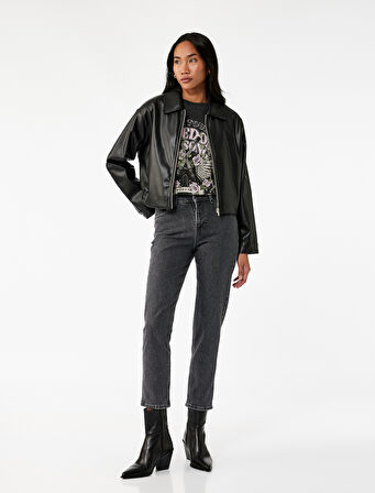 Standart Bel Düz Paça Düğmeli Cepli Straight Fit Jean Pantolon - Straight Jeans