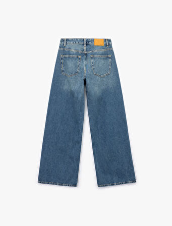 Pamuklu Loose Fit Düz Kalıp Jean Pantolon - Loose Straight Fit Jean