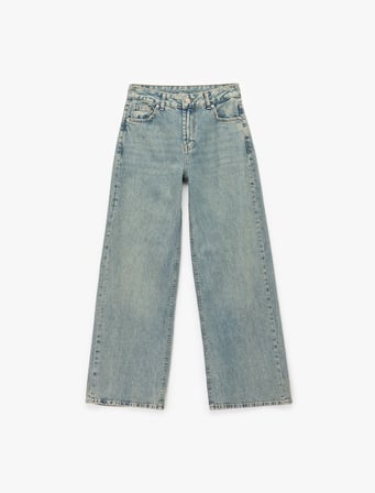 Geniş Paça Rahat Kalıp Pamuklu Jean Pantolon - Wide Leg Jeans