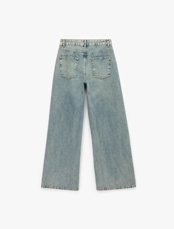 Geniş Paça Rahat Kalıp Pamuklu Jean Pantolon - Wide Leg Jeans