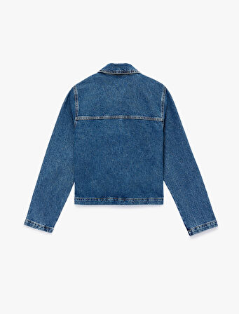 Uzun Kollu Düğmeli Klasik Yaka Denim Ceket