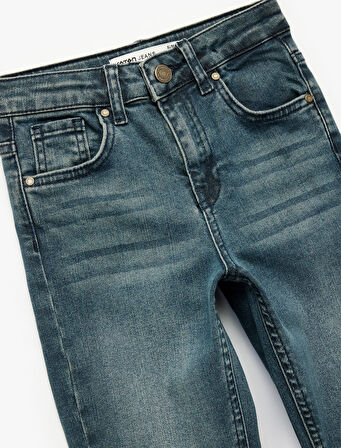 Pamuklu Cep Detaylı Denim Pantolon - Straight Fit