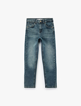 Pamuklu Cep Detaylı Denim Pantolon - Straight Fit