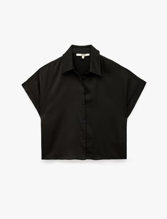 Regular Fit Kısa Kollu Saten Gömlek