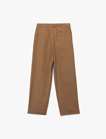 Modal Kumaş Cepli Pileli Geniş Paça Palazzo Pantolon