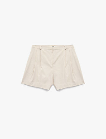 Regular Fit Cepli Pile Detaylı Kısa Şort