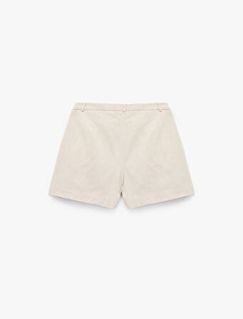 Regular Fit Cepli Pile Detaylı Kısa Şort