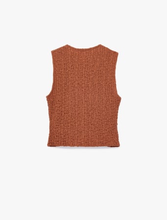 Bürümcük Kumaş Slim Fit V Yaka Düğmeli Yelek