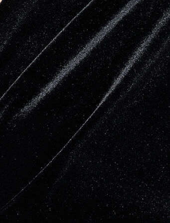 Slim Fit Kısa Yarasa Kollu Kruvaze V Yaka Midi Boy Kadife Elbise