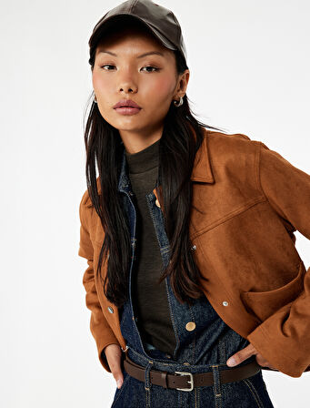 Çıtçıt Düğmeli Cep Detaylı Klasik Yaka Uzun Kollu Suni Süet Gömlek