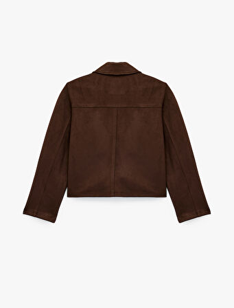 Çıtçıt Düğmeli Cep Detaylı Klasik Yaka Uzun Kollu Suni Süet Gömlek