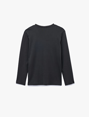 Pamuklu Bisiklet Yaka Basic Uzun Kollu Tişört