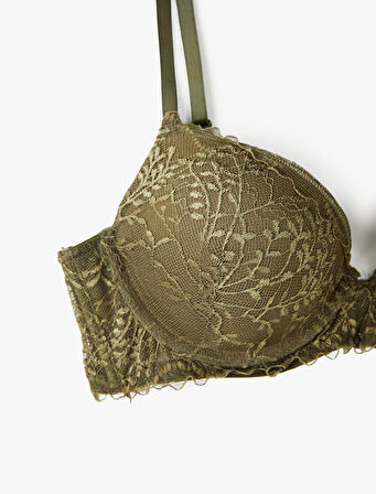 Rahat Kalıp Dantel Detaylı Ekstra Dolgulu Destekli Sütyen