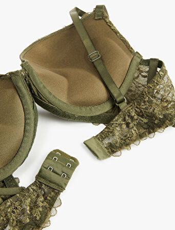 Rahat Kalıp Dantel Detaylı Ekstra Dolgulu Destekli Sütyen