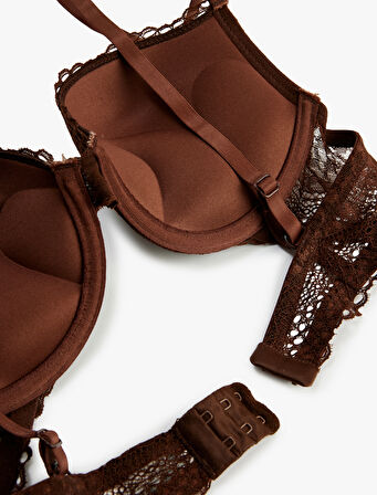 Viskon Karışımlı Dantel Detaylı Ekstra Dolgulu Destekli Sütyen